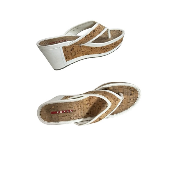 Prada Cork platform wedged sandals sz 38.5 - Picture 5 of 13